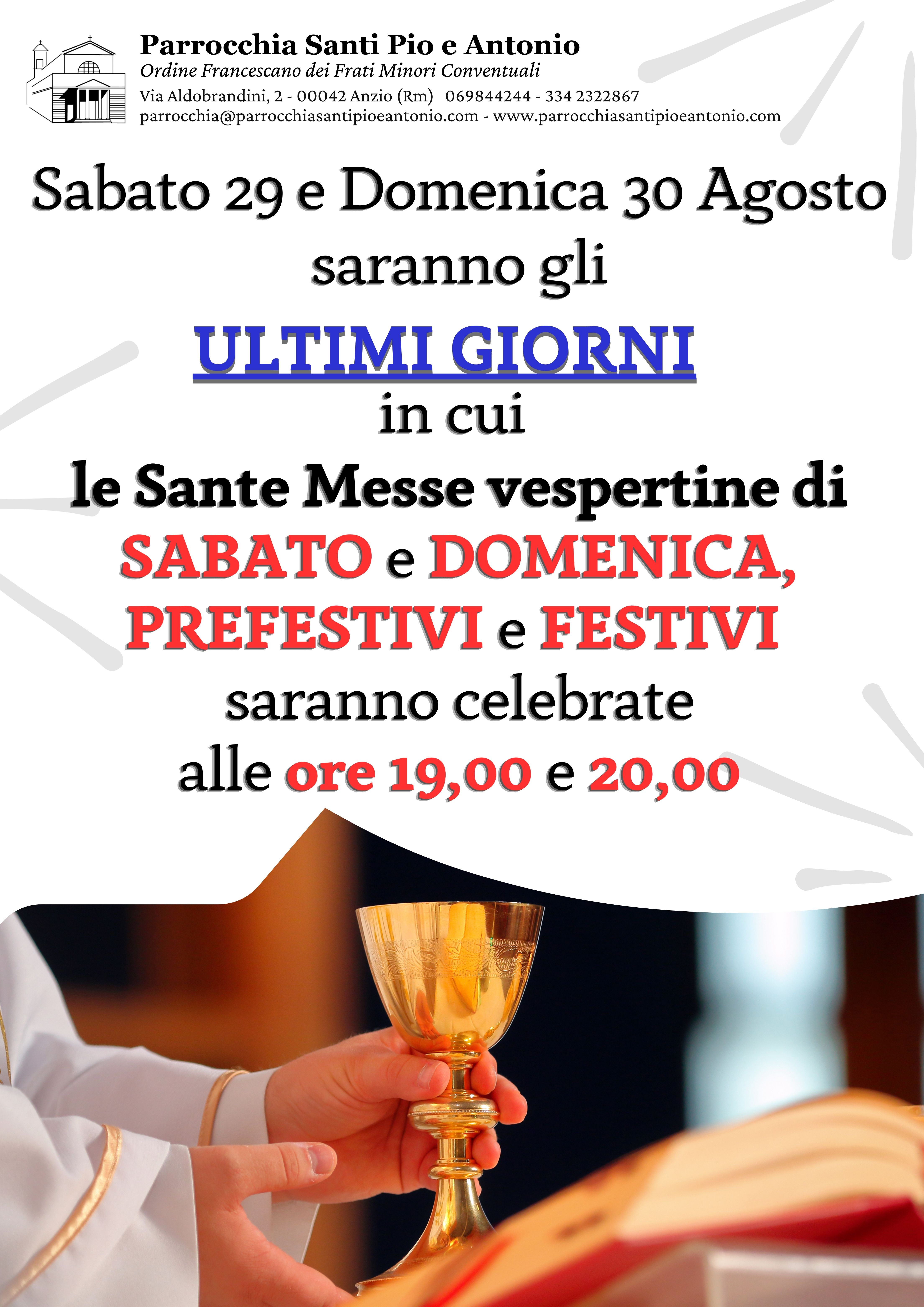 Termine doppia messa vespertina